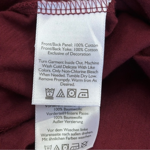 Eddie Bauer Tribal Embroidered Cotton Cap Sleeve T-shirt Boho Maroon Wine XS NEW - Picture 4 of 10